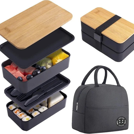 Bamboo Divided Lunch Box - Plum Island Imports